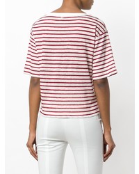 rotes horizontal gestreiftes T-Shirt mit einem Rundhalsausschnitt von Loro Piana