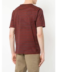 rotes horizontal gestreiftes T-Shirt mit einem Rundhalsausschnitt von Gieves & Hawkes