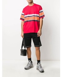 rotes horizontal gestreiftes T-Shirt mit einem Rundhalsausschnitt von Kenzo