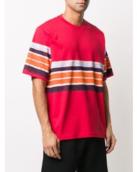 rotes horizontal gestreiftes T-Shirt mit einem Rundhalsausschnitt von Kenzo