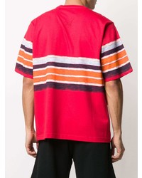 rotes horizontal gestreiftes T-Shirt mit einem Rundhalsausschnitt von Kenzo