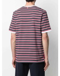 rotes horizontal gestreiftes T-Shirt mit einem Rundhalsausschnitt von Thom Browne