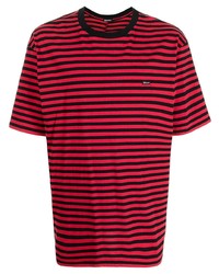 rotes horizontal gestreiftes T-Shirt mit einem Rundhalsausschnitt von Undercoverism