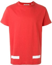 rotes horizontal gestreiftes T-shirt von Off-White