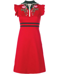 rotes Kleid mit Blumenmuster von Gucci