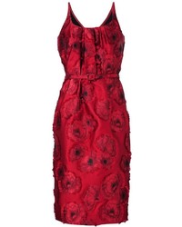 rotes Kleid mit Blumenmuster von Oscar de la Renta