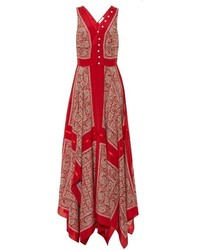 rotes Kleid mit Paisley-Muster