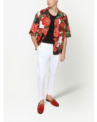 rotes Kurzarmhemd mit Blumenmuster von Dolce & Gabbana
