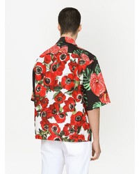 rotes Kurzarmhemd mit Blumenmuster von Dolce & Gabbana