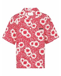 rotes Kurzarmhemd mit Blumenmuster von Prada
