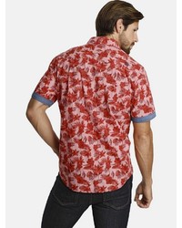 rotes Kurzarmhemd mit Blumenmuster von SHIRTMASTER