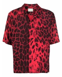 rotes Kurzarmhemd mit Leopardenmuster von Aries