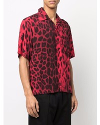 rotes Kurzarmhemd mit Leopardenmuster von Aries