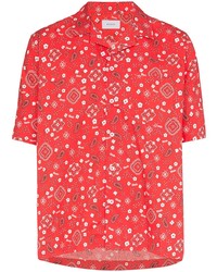 rotes Kurzarmhemd mit Paisley-Muster
