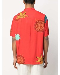 rotes Kurzarmhemd mit Paisley-Muster von Jacquemus