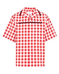 rotes Kurzarmhemd mit Vichy-Muster von Prada