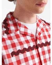 rotes Kurzarmhemd mit Vichy-Muster von Prada