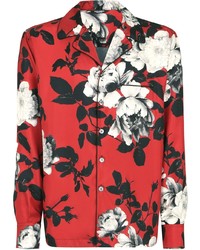 rotes Langarmhemd mit Blumenmuster von Dolce & Gabbana