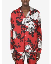 rotes Langarmhemd mit Blumenmuster von Dolce & Gabbana