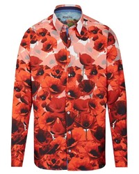 rotes Langarmhemd mit Blumenmuster von Rich Friday