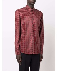 rotes Langarmhemd mit geometrischem Muster von Salvatore Ferragamo