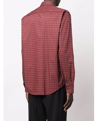 rotes Langarmhemd mit geometrischem Muster von Salvatore Ferragamo