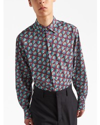 rotes Langarmhemd mit geometrischem Muster von Prada