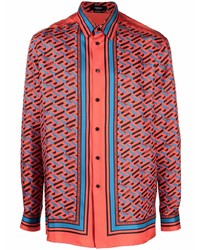 rotes Langarmhemd mit geometrischem Muster von Versace