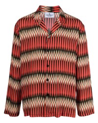 rotes Langarmhemd mit geometrischem Muster von Waxman Brothers