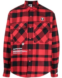 rotes Langarmhemd mit Karomuster von AAPE BY A BATHING APE