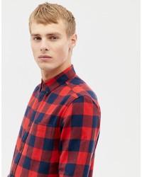 rotes Langarmhemd mit Karomuster von Burton Menswear