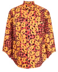 rotes Langarmhemd mit Leopardenmuster von Black Comme Des Garçons