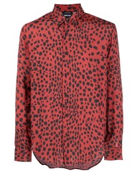 rotes Langarmhemd mit Leopardenmuster von Just Cavalli