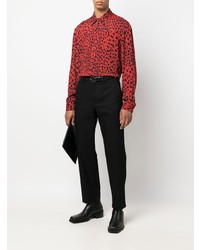 rotes Langarmhemd mit Leopardenmuster von Just Cavalli