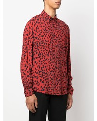 rotes Langarmhemd mit Leopardenmuster von Just Cavalli