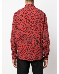 rotes Langarmhemd mit Leopardenmuster von Just Cavalli