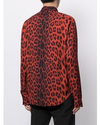 rotes Langarmhemd mit Leopardenmuster von Roberto Cavalli