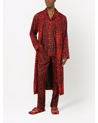 rotes Langarmhemd mit Leopardenmuster von Dolce & Gabbana