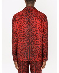 rotes Langarmhemd mit Leopardenmuster von Dolce & Gabbana
