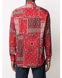 rotes Langarmhemd mit Paisley-Muster von Etro