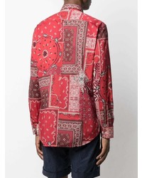 rotes Langarmhemd mit Paisley-Muster von Etro