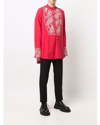 rotes Langarmhemd mit Paisley-Muster von Wales Bonner