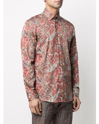 rotes Langarmhemd mit Paisley-Muster von Etro