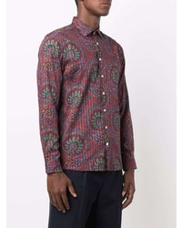 rotes Langarmhemd mit Paisley-Muster von Etro