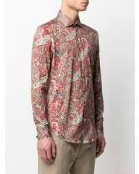 rotes Langarmhemd mit Paisley-Muster von Etro