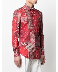 rotes Langarmhemd mit Paisley-Muster von Etro