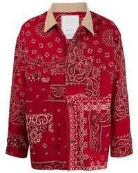 rotes Langarmhemd mit Paisley-Muster von Readymade