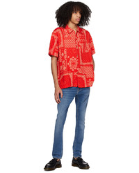 rotes Langarmhemd mit Paisley-Muster von Nudie Jeans
