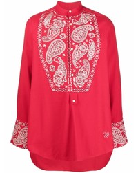 rotes Langarmhemd mit Paisley-Muster von Wales Bonner