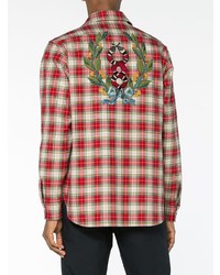 rotes Langarmhemd mit Schottenmuster von Gucci